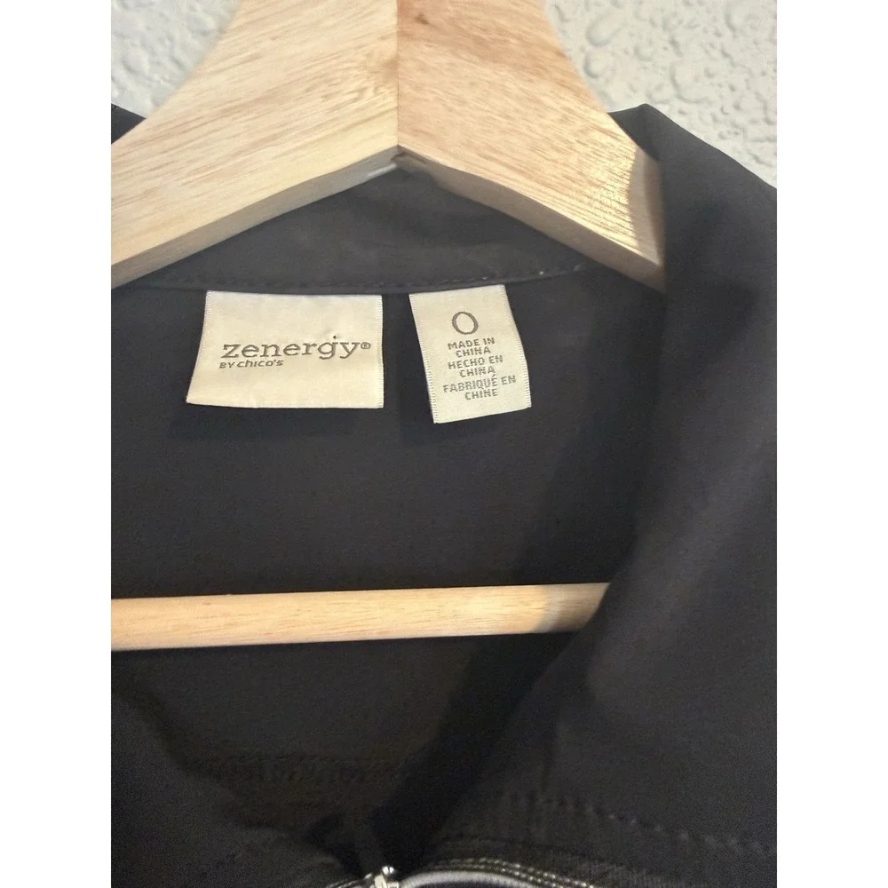 Zenergy by Chico's Active Jacket Full Zip Pockets Black Long Sleeve Size 0 Small